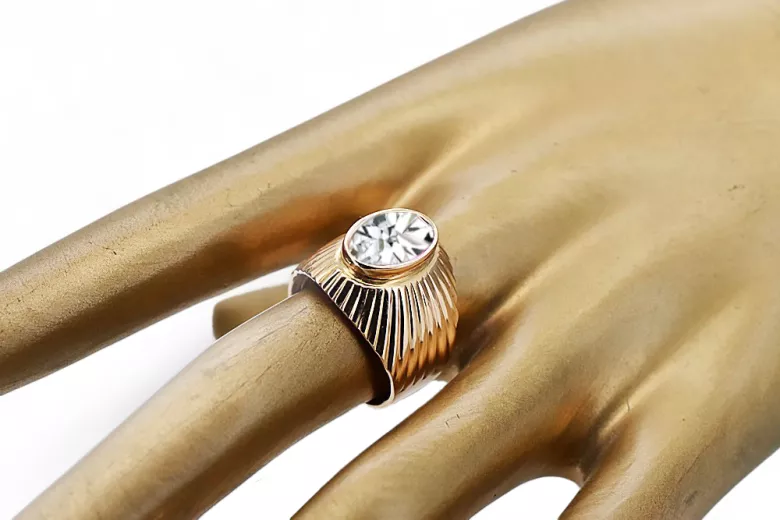 Prsteň kubický Zirkón Originálny vinobranie 14k s ružovým zlatým vintage VRC127r